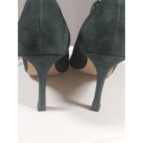 Manolo Blahnik Size 9.5 Bows Green Suede 4" Heel Pointed Toe Stilletto Heels - Picture 4 of 12